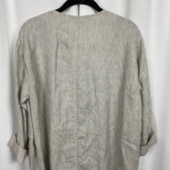 Eileen Fisher Cream Organic Linen Button Front Longline Jacket Sz.M - Picture 10 of 14